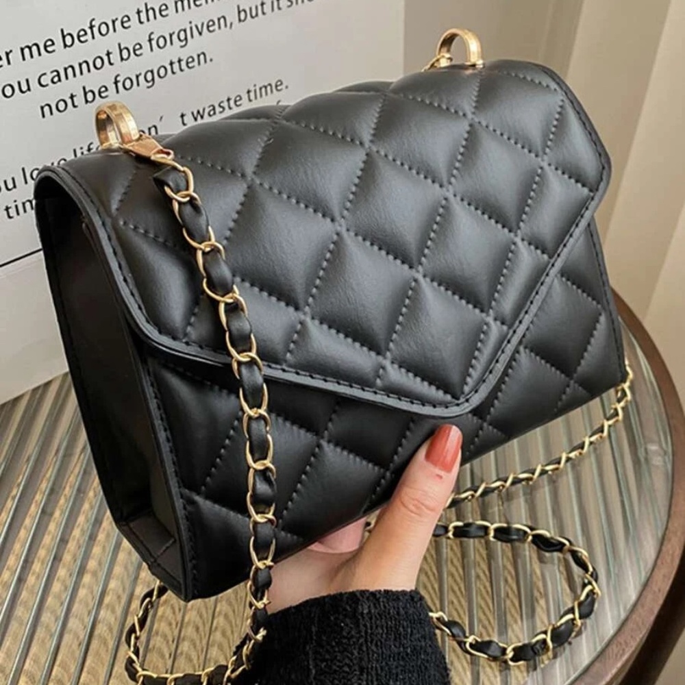 Luxe Black Chain Crossbody Shoulder Bag - Picture 1 of 6